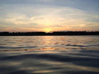 Midnight sun at Finnish lake