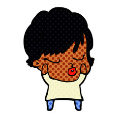 cartoon woman with eyes shut