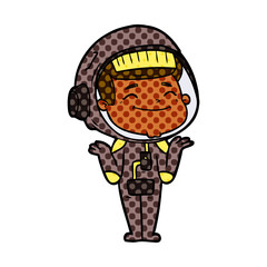 happy cartoon astronaut