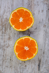 tangerine on a wooden background