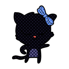 cute cartoon cat with bow