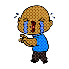 cartoon crying bald man