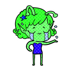 cartoon crying alien girl