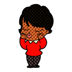 cartoon woman with eyes shut