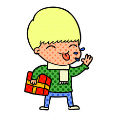 cartoon boy sticking out tongue