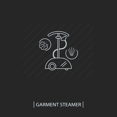 Line style garment steamer icon. Outline steam generator icon. Steam station isolated.