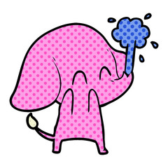 cute cartoon elephant spouting water
