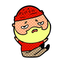 cartoon worried man with beard