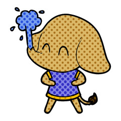 cute cartoon elephant spouting water