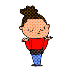 cartoon calm woman