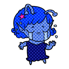 cartoon crying alien girl