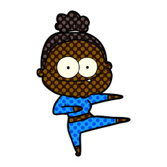 cartoon happy old woman