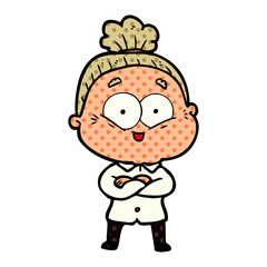 cartoon happy old woman