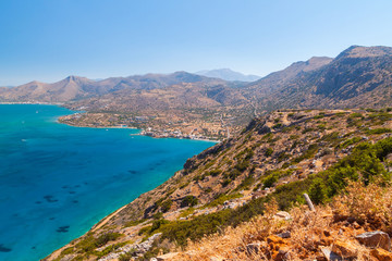 Fototapeta na wymiar Amazing Bay view with blue lagoon on Crete, Greece