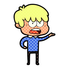 worried cartoon boy