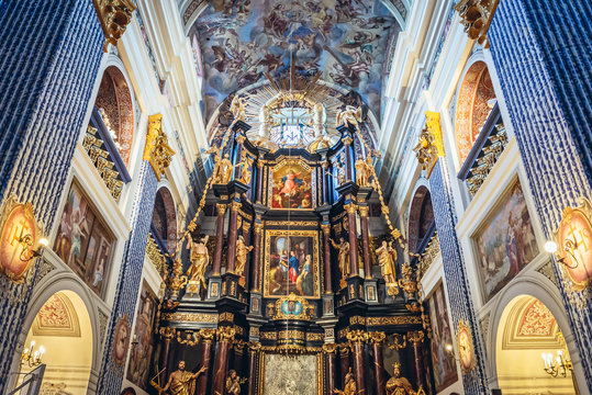 Interior of Visitation of Blessed Virgin Mary Basilica in Swieta Lipka village, Poland