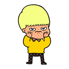 annoyed cartoon boy