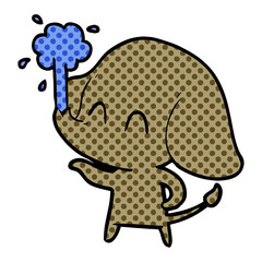 cute cartoon elephant spouting water