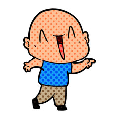 happy cartoon bald man