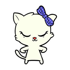 cute cartoon cat with bow