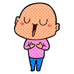 happy cartoon bald man