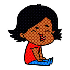 cartoon girl pulling face