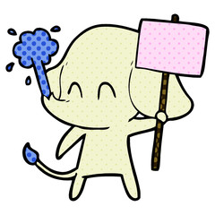 cute cartoon elephant spouting water