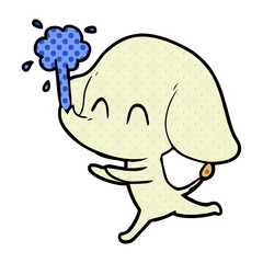cute cartoon elephant spouting water