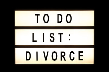 To do list divorce hanging light box