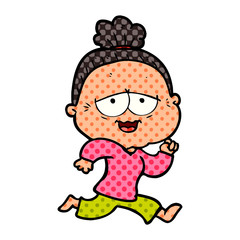 cartoon happy old lady