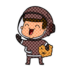 happy cartoon astronaut