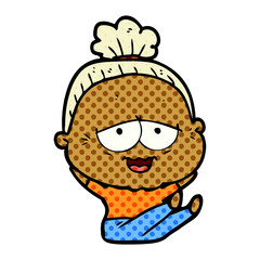Obraz premium cartoon happy old lady