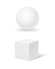 Vector sphere and cube isolated on the white background.