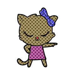 cute cartoon cat with bow