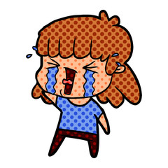 cartoon woman in tears