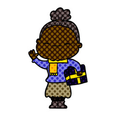 cartoon peaceful old woman