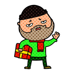 cartoon worried man with beard