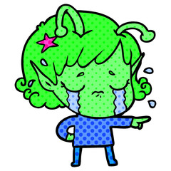 cartoon crying alien girl