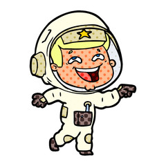 cartoon laughing astronaut