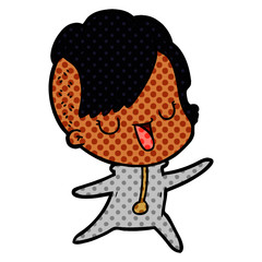 cute cartoon girl with hipster haircut