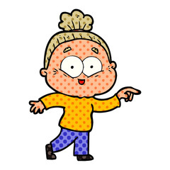 cartoon happy old woman