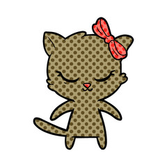 cute cartoon cat with bow