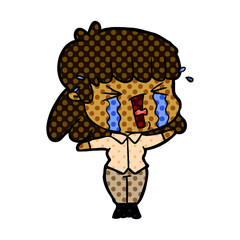 cartoon woman in tears