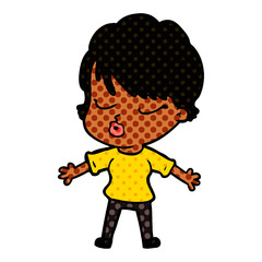 cartoon woman with eyes shut