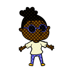 Naklejka premium cartoon woman wearing sunglasses