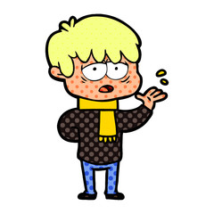 cartoon exhausted boy