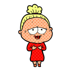 cartoon happy old lady