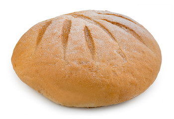 Traditional homemade french round bread isolated on a white background