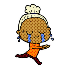 cartoon crying old lady