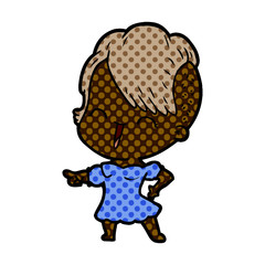 happy cartoon hipster girl